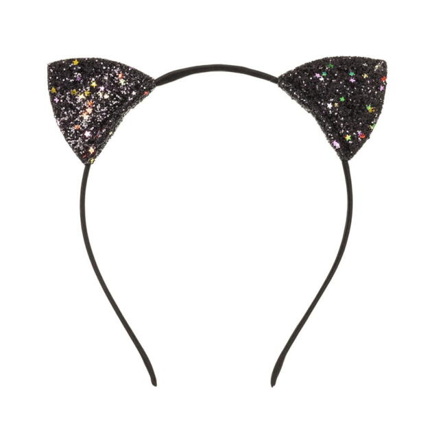 W BABY Trblietavá čelenka čierna s uškami Headband glitter cat hears black | Welcomebaby.sk