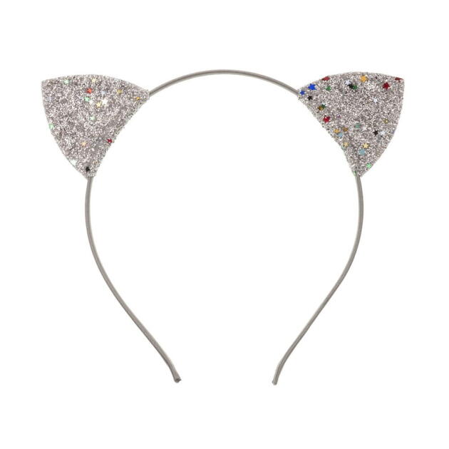W BABY Trblietavá čelenka strieborná s uškami Headband glitter cat hears silver | Welcomebaby.sk