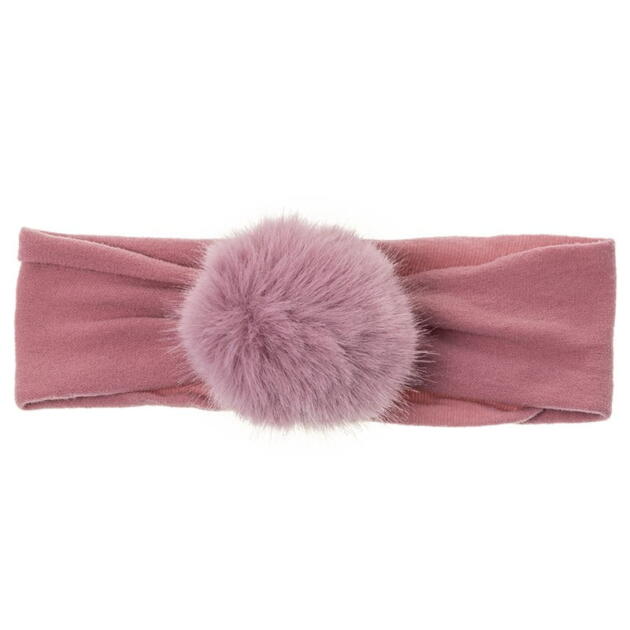 W Baby Čelenka staroružová s brmbolcom Headband pompom antique pink | Welcomebaby.sk