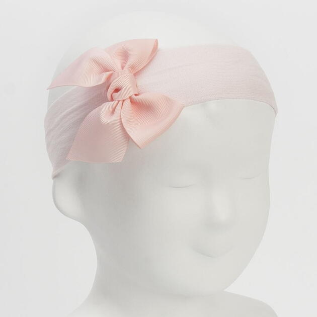 Dievčenská látková čelenka ružová svetlá s mašľou 8x8 Headband with bow light pink | Welcomebaby.sk