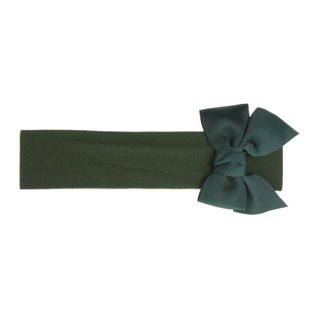 Dievčenská látková čelenka zelená s mašľou 8×8 Headband with bow dark green | Welcomebaby.sk