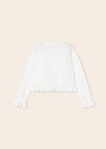MAYORAL Sveter s jemným vzorom a volánmi krémový Sweater with a delicate pattern and ruffles natural 3345 | Welcomebaby.sk