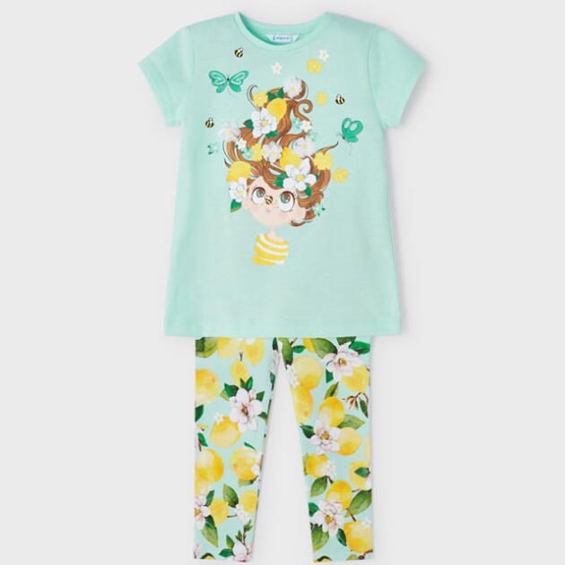 MAYORAL Legíny a tričko s postavou aquamarine Leggings print set 3787 | Welcomebaby.sk