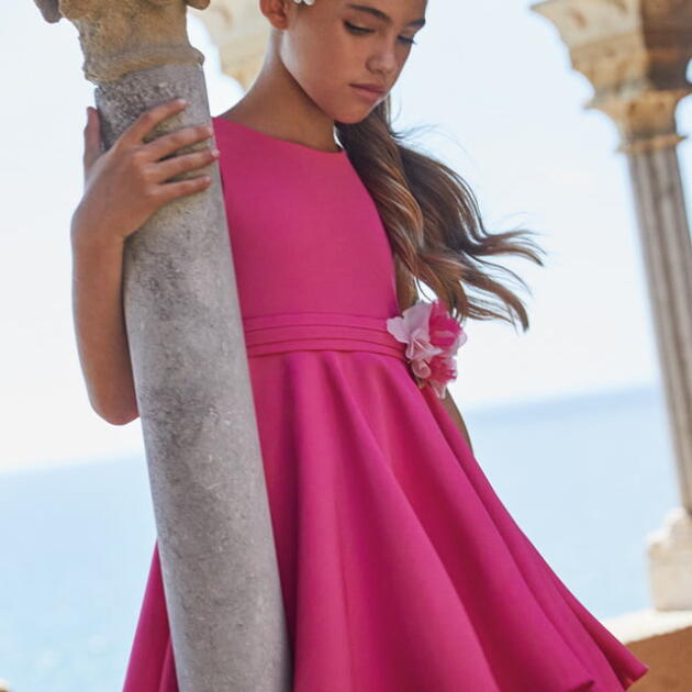 Abel & Lula Točivé šaty ružové v páse s kvetom Dress pink 5049 | Welcomebaby.sk