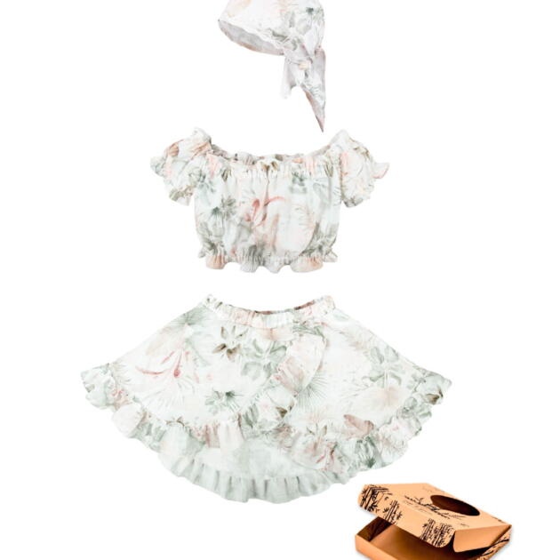 JAMIKS Set vzorovaný so sukňou béžový Marlenka Set with skirt beige JLF189 | Welcomebaby.sk