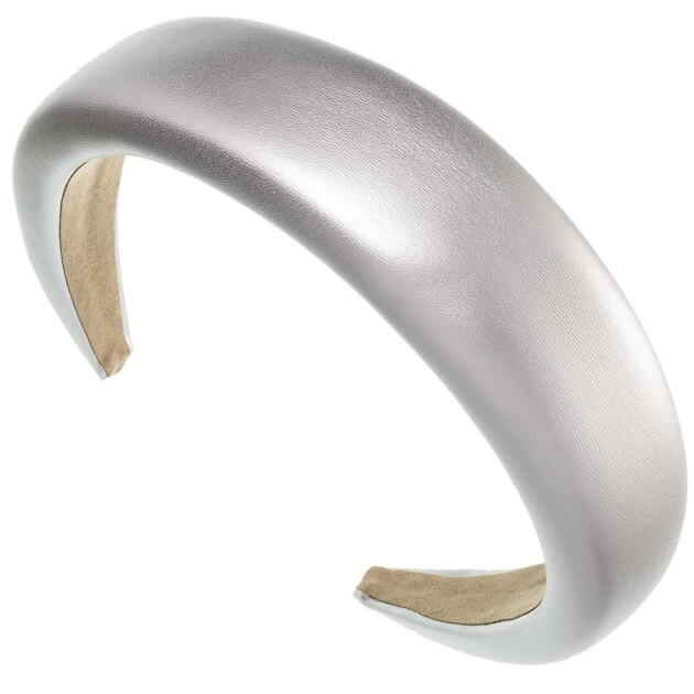 SIENA Koženková čelenka strieborná Headband maxi faux fur padded silver | Welcomebaby.sk