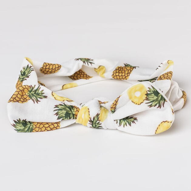 Dievčenská čelenka biela s ovocím a uzlom Knotted headband fruit white | Welcomebaby.sk