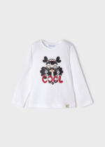 MAYORAL Tričko s dlhým rukávom a vzorom bábiky s nápisom biele Tshirt with long sleeves and doll white 3073 | Welcomebaby.sk