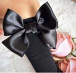 MEIA PATA Podkolienky čierne s dvojitou saténovou mašľou Kneesocks navy blue with double satin bow 1102M | Welcomebaby.sk