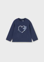 MAYORAL Dievčenské tričko modré s dlhým rukávom srdiečka Long sleeve t-shirt navy blue 116 | Welcomebaby.sk