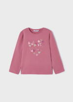 MAYORAL Dievčenské tričko s dlhým rukávom so srdiečkami ružové Long sleeve T-shirt orchid 178 | Welcomebaby.sk