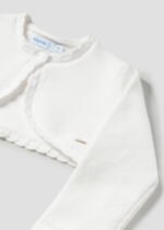 MAYORAL Dievčenské bolerko s jemným vzorom biele Basic knit cardigan 308 | Welcomebaby.sk
