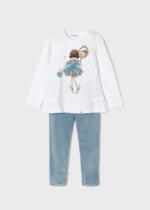 MAYORAL Legíny a tričko set modrá Velvet leggings with tshirt bluebell 4785 | Welcomebaby.sk