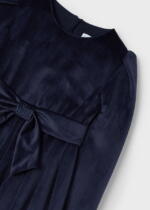 MAYORAL Dievčenské zamatové šaty s opaskom s mašľou tmavomodré Velvet dress navy 4917 | Welcomebaby.sk