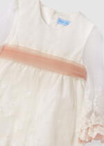 ABEL & LULA Dievčenské tylové šaty s opaskom biele Embroidered tulle dress white 5501 | Welcomebaby.sk