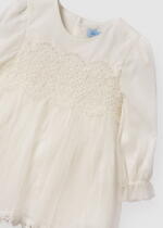 ABEL & LULA Dievčenské tylové šaty s dlhým rukávom biele Guipur tulle dress white 5502 | Welcomebaby.sk