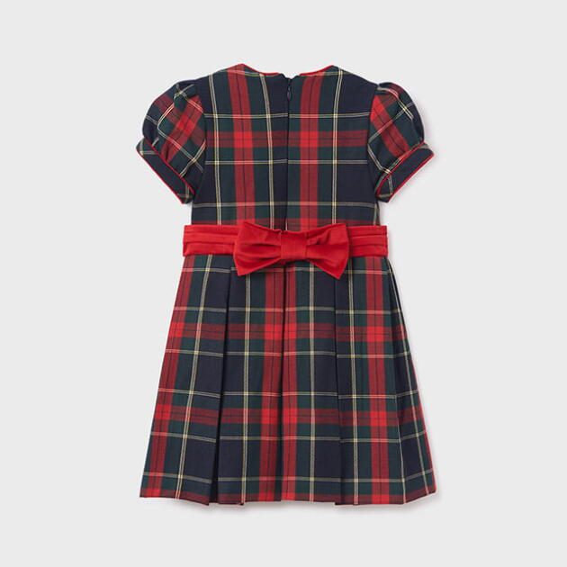 ABEL & LULA Kárované šaty s mašľou modré Plaid dress navy 5530 | Welcomebaby.sk