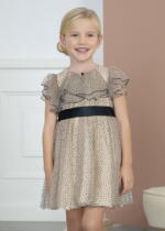 ABEL & LULA Dievčenské bodkované tylové šaty s krátkym rukávom Flocked tulle dress 5533 | Welcomebaby.sk
