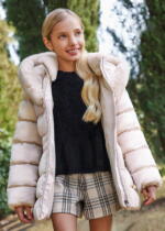 ABEL & LULA Dievčenský saténový kabát béžový Satin coat beige 5871 | Welcomebaby.sk