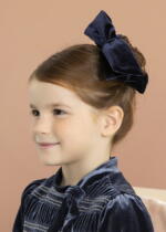 ABEL & LULA Zamatová gumička s mašľou do vlasov tmavomodrá Velvet scrunchie navy 5981 | Welcomebaby.sk