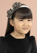 ABEL & LULA Čelenka s trojitou bodkovanou tylovou mašľou čierna Polka dot tulle headband black 5983 | Welcomebaby.sk