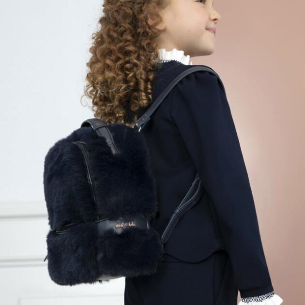 ABEL & LULA Dievčenský kožušinový ruksak tmavomodrý Faux fur backpack navy 5995 | Welcomebaby.sk