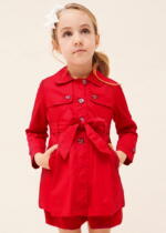 MAYORAL Dievčenský trenčkot kabát červený Trench coat red 3446 | Welcomebaby.sk