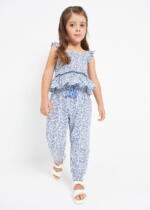 MAYORAL Dievčenské letné nohavice s potlačou modré Printed long trouser blue 3508 | Welcomebaby.sk