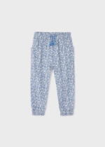 MAYORAL Dievčenské letné nohavice s potlačou modré Printed long trouser blue 3508 | Welcomebaby.sk