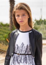 MAYORAL Dievčenská koženková bunda čierna Leather jacket black 6432 | Welcomebaby.sk