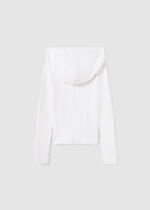 MAYORAL Dievčenský rebrovaný sveter biely s kapucňou na zips Knitting pullover 6435 | Welcomebaby.sk