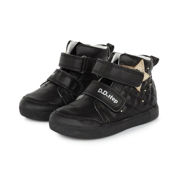 DD STEP Kotníkové dievčenské topánky s hviezdou čierne Shoes black A068 346 | Welcomebaby.sk