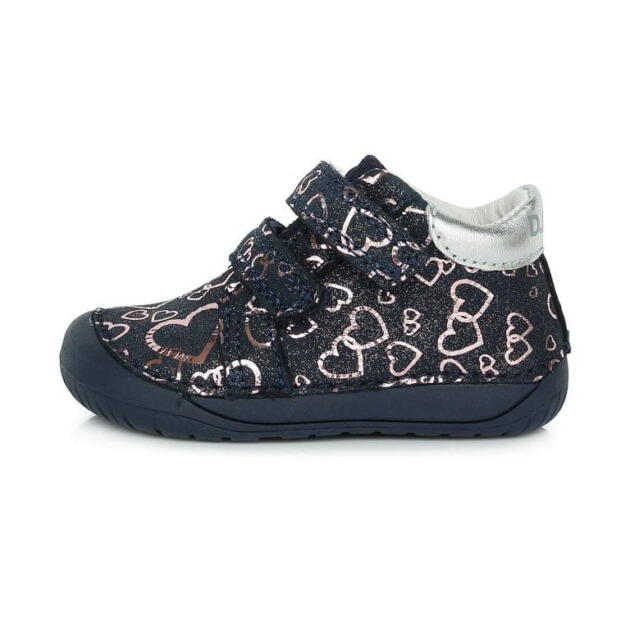 DD STEP Dievčenské topánky na suchý zips so srdiečkami modré Shoes hearts royal blue S070 393 | Welcomebaby.sk