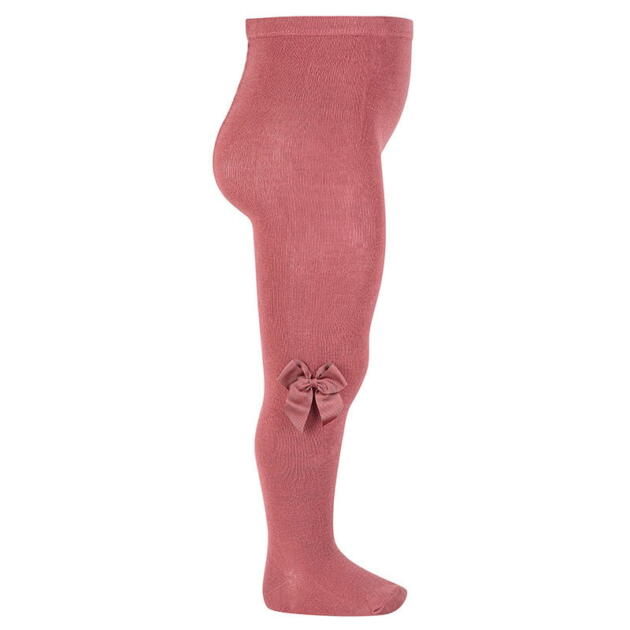 CÓNDOR Hladké pančuchy so saténovou mašľou carmine Cotton tights with side grosgrain bow 2482 | Welcomebaby.sk