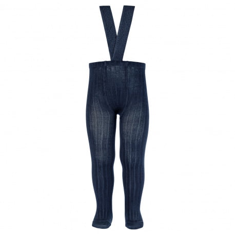 CÓNDOR Rebrované pančuchy na traky modré Rib Tights With Elastic Suspenders navy 2416 | Welcomebaby.sk
