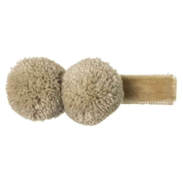 Sponka s dvomi brmbolcami béžová Hair clip pom pom beige 207107589 | Welcomebaby.sk