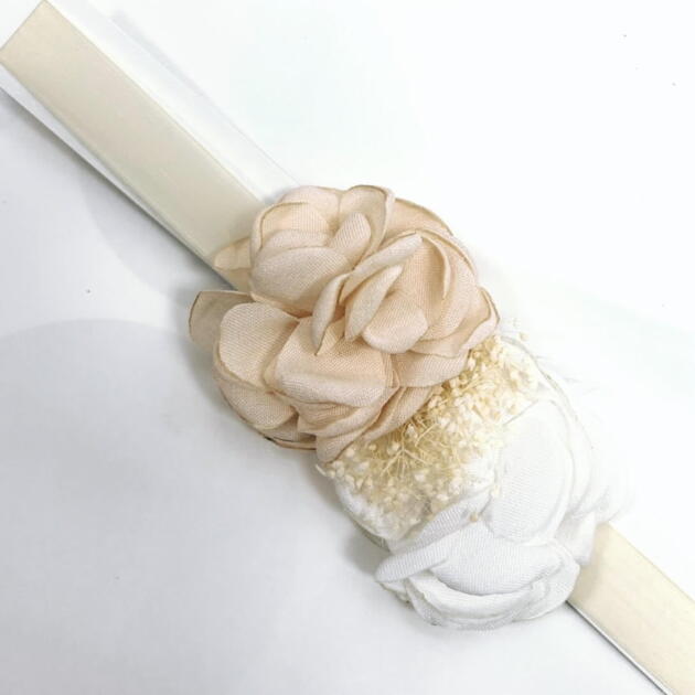 SIENA Čelenka s dvomi kvetmi pre bábätká krémová Baby headband with two combined flowers cream 211107320 | Welcomebaby.sk