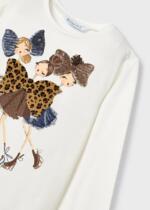 MAYORAL Dievčenské tričko s dlhým rukávom s potlačou biele Long sleeve tshirt white 4005 | Welcomebaby.sk