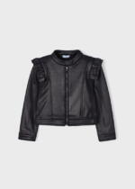 MAYORAL Bunda čierna s volánom Jacket ruffle black 4405 | Welcomebaby.sk