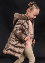 MAYORAL Dlhá bunda s kapucňou béžová Long jacket recycled polyester beige 4415 | Welcomebaby.sk