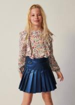 MAYORAL Dievčenská koženková skladaná sukňa tmavomodrá Faux leather skirt night 7952 | Welcomebaby.sk