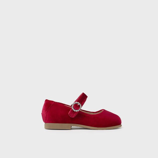 MAYORAL Dievčenské zamatové baleríny červené Girl velvet ballet flats cherry 42391 | Welcomebaby.sk