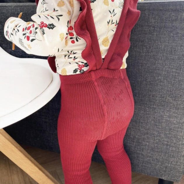 CÓNDOR Pančuchy na traky bordové s volánom bez nožičiek Flounced Suspender Cotton Leggings burgundy 2401 | Welcomebaby.sk