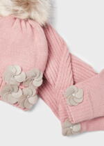 MAYORAL Čiapka, šál a rukavice s kvetom ružový Hat scarf set pink 10597 | Welcomebaby.sk