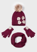 MAYORAL Čiapka, šál a rukavice s kvetom blackberry Hat scarf set 10597 | Welcomebaby.sk