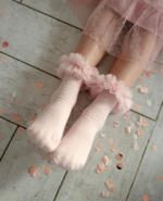 NENA BEBE Rebrované ponožky ružové s tylovým volánom Socks tulle pink 5039 | Welcomebaby.sk