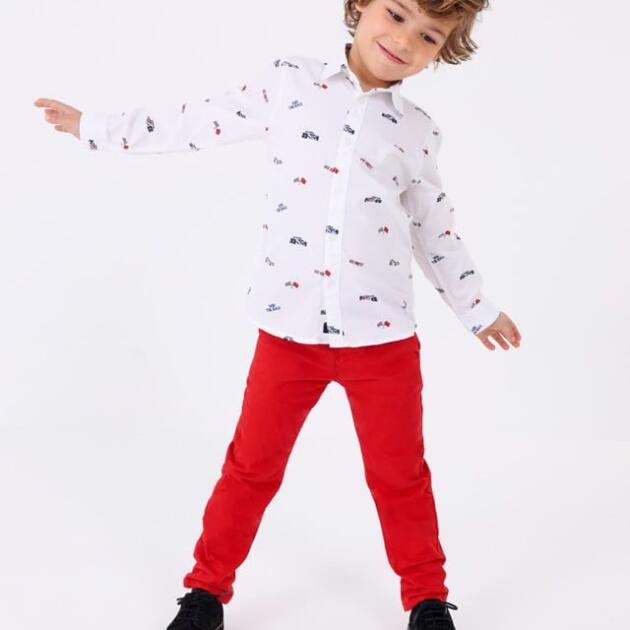 MAYORAL Chlapčenká košela biela potlač autá Boy tshirt better cotton cars white 4110 | Welcomebaby.sk