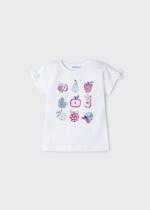 MAYORAL Dievčenské tričko s krátkym rukávom s potlačou biele Girl print tshirt white 3084 | Welcomebaby.sk