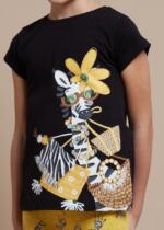 MAYORAL Dievčenské tričko čierne potlač žirafa Tshirt better cotton black 3090 | Welcomebaby.sk