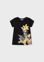 MAYORAL Dievčenské tričko čierne potlač žirafa Tshirt better cotton black 3090 | Welcomebaby.sk
